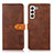 Custodia Portafoglio In Pelle Cover con Supporto N07P per Samsung Galaxy S23 Plus 5G Marrone