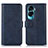 Custodia Portafoglio In Pelle Cover con Supporto N08P per Huawei Honor 90 Lite 5G Blu