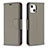 Custodia Portafoglio In Pelle Cover con Supporto per Apple iPhone 13 Grigio