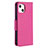 Custodia Portafoglio In Pelle Cover con Supporto per Apple iPhone 13 Mini Rosa Caldo