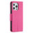 Custodia Portafoglio In Pelle Cover con Supporto per Apple iPhone 13 Pro Rosa Caldo