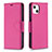 Custodia Portafoglio In Pelle Cover con Supporto per Apple iPhone 13 Rosa Caldo