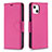 Custodia Portafoglio In Pelle Cover con Supporto per Apple iPhone 14 Rosa Caldo