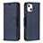 Custodia Portafoglio In Pelle Cover con Supporto per Apple iPhone 15 Blu