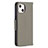 Custodia Portafoglio In Pelle Cover con Supporto per Apple iPhone 15 Grigio