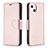 Custodia Portafoglio In Pelle Cover con Supporto per Apple iPhone 15 Oro Rosa