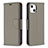 Custodia Portafoglio In Pelle Cover con Supporto per Apple iPhone 15 Plus Grigio