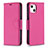 Custodia Portafoglio In Pelle Cover con Supporto per Apple iPhone 15 Plus Rosa Caldo