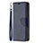 Custodia Portafoglio In Pelle Cover con Supporto per Apple iPhone 16 Pro Blu Notte