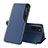 Custodia Portafoglio In Pelle Cover con Supporto QH1 per Samsung Galaxy A03s Blu