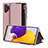Custodia Portafoglio In Pelle Cover con Supporto QH1 per Samsung Galaxy A32 4G Oro Rosa
