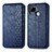 Custodia Portafoglio In Pelle Cover con Supporto S01D per Realme C25 Blu