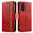 Custodia Portafoglio In Pelle Cover con Supporto S02D per Huawei Enjoy 50 Rosso