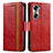 Custodia Portafoglio In Pelle Cover con Supporto S02D per Huawei Honor 60 5G Rosso