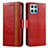 Custodia Portafoglio In Pelle Cover con Supporto S02D per Huawei Honor X6 5G Rosso