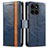 Custodia Portafoglio In Pelle Cover con Supporto S02D per Huawei Honor X6a Blu