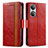 Custodia Portafoglio In Pelle Cover con Supporto S02D per Huawei Honor X7 Rosso