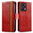 Custodia Portafoglio In Pelle Cover con Supporto S02D per Huawei Honor X7a Rosso