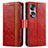 Custodia Portafoglio In Pelle Cover con Supporto S02D per Huawei Honor X7b Rosso