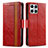 Custodia Portafoglio In Pelle Cover con Supporto S02D per Huawei Honor X8 4G Rosso