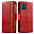 Custodia Portafoglio In Pelle Cover con Supporto S02D per Motorola Moto E13 Rosso