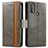 Custodia Portafoglio In Pelle Cover con Supporto S02D per Motorola Moto E30 Grigio