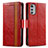 Custodia Portafoglio In Pelle Cover con Supporto S02D per Motorola Moto E32 Rosso