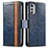 Custodia Portafoglio In Pelle Cover con Supporto S02D per Motorola Moto E32s Blu