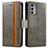 Custodia Portafoglio In Pelle Cover con Supporto S02D per Motorola Moto Edge 20 5G Grigio