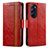 Custodia Portafoglio In Pelle Cover con Supporto S02D per Motorola Moto Edge Plus (2022) 5G Rosso