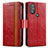 Custodia Portafoglio In Pelle Cover con Supporto S02D per Motorola Moto G Play (2023) Rosso