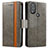 Custodia Portafoglio In Pelle Cover con Supporto S02D per Motorola Moto G Play Gen 2 Grigio