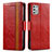 Custodia Portafoglio In Pelle Cover con Supporto S02D per Motorola Moto G Stylus (2021) Rosso