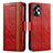 Custodia Portafoglio In Pelle Cover con Supporto S02D per Motorola Moto G13 Rosso