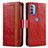 Custodia Portafoglio In Pelle Cover con Supporto S02D per Motorola Moto G31 Rosso