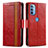 Custodia Portafoglio In Pelle Cover con Supporto S02D per Motorola Moto G41 Rosso
