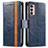 Custodia Portafoglio In Pelle Cover con Supporto S02D per Motorola Moto G42 Blu