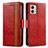 Custodia Portafoglio In Pelle Cover con Supporto S02D per Motorola Moto G53j 5G Rosso