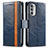 Custodia Portafoglio In Pelle Cover con Supporto S02D per Motorola Moto G71s 5G Blu