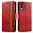 Custodia Portafoglio In Pelle Cover con Supporto S02D per Nokia C210 Rosso