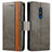 Custodia Portafoglio In Pelle Cover con Supporto S02D per Nokia C3 Grigio