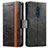 Custodia Portafoglio In Pelle Cover con Supporto S02D per Nokia C3 Nero