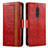 Custodia Portafoglio In Pelle Cover con Supporto S02D per Nokia C3 Rosso