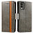 Custodia Portafoglio In Pelle Cover con Supporto S02D per Nokia C32 Grigio