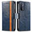 Custodia Portafoglio In Pelle Cover con Supporto S02D per OnePlus Nord N200 5G Blu