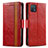 Custodia Portafoglio In Pelle Cover con Supporto S02D per Oppo A16K Rosso