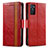 Custodia Portafoglio In Pelle Cover con Supporto S02D per Oppo A55S 5G Rosso