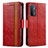 Custodia Portafoglio In Pelle Cover con Supporto S02D per Oppo A74 5G Rosso