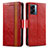 Custodia Portafoglio In Pelle Cover con Supporto S02D per Oppo A77 5G Rosso
