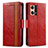 Custodia Portafoglio In Pelle Cover con Supporto S02D per Oppo F21 Pro 4G Rosso